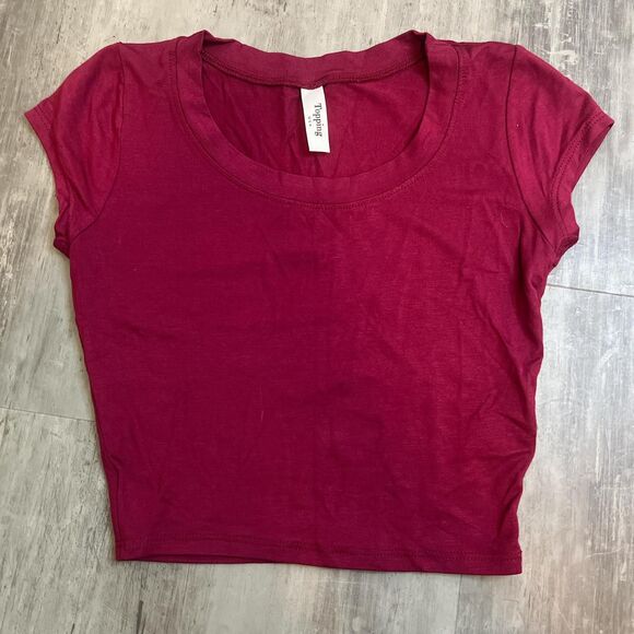 Cropped Cap Sleeve TShirt Berry Pink Size Small - Picture 1 of 4